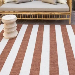 Eva Interior Interieur05 Buitenkleed Stripes roest/wit dubbelzijdig - 340 x 240 cm Sale