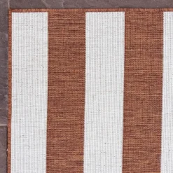 Eva Interior Interieur05 Buitenkleed Stripes roest/wit dubbelzijdig - 340 x 240 cm Sale