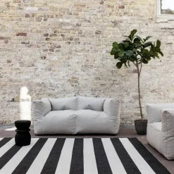 Eva Interior Interieur05 Buitenkleed Stripes zwart/wit dubbelzijdig - 230 x 160 cm Online