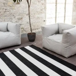 Eva Interior Interieur05 Buitenkleed Stripes zwart/wit dubbelzijdig - 230 x 160 cm Online