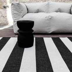 Eva Interior Interieur05 Buitenkleed Stripes zwart/wit dubbelzijdig - 230 x 160 cm Online