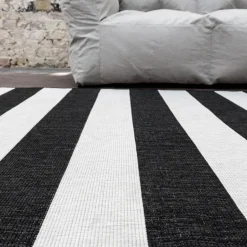 Eva Interior Interieur05 Buitenkleed Stripes zwart/wit dubbelzijdig - 230 x 160 cm Online