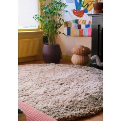 Interieur05 hoogpolig vloerkleed polyester Pilo groen/beige - 240 x 240 cm Clearance