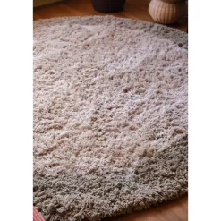 Interieur05 hoogpolig vloerkleed polyester Pilo groen/beige - 160 x 160 cm Outlet