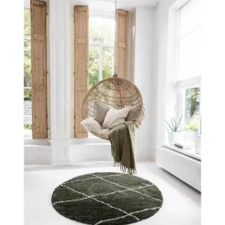 Interieur05 rond berber vloerkleed Nea groen/cream - 160 x 160 cm Best