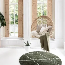 Interieur05 rond berber vloerkleed Nea groen/cream - 160 x 160 cm Best