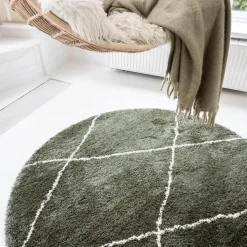 Interieur05 rond berber vloerkleed Nea groen/cream - 160 x 160 cm Best