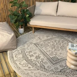 Interieur05 rond buitenkleed zwart/wit Nova - 240 x 240 cm Hot