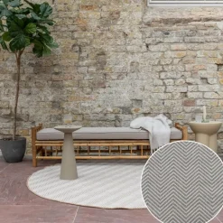 Interieur05 rond buitenkleed jute naturel zigzag - 200 x 200 cm Hot