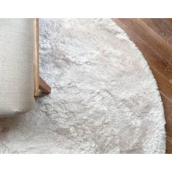 Interieur05 Rond Hoogpolig vloerkleed Odelia beige/wit - 160 x 160 cm New