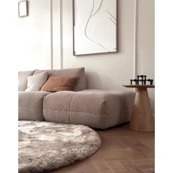 Interieur05 Rond Hoogpolig vloerkleed Odelia beige/wit - 200 x 200 cm Best