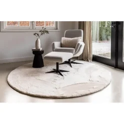 Interieur05 Rond Hoogpolig Vloerkleed Lux Creme - 240 x 240 cm Discount