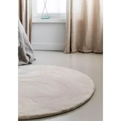 Interieur05 Rond Hoogpolig Vloerkleed Lux Creme - 120 x 120 cm Best