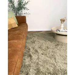 Interieur05 rond hoogpolig vloerkleed polyester Pilo groen - 230 x 160 cm Online