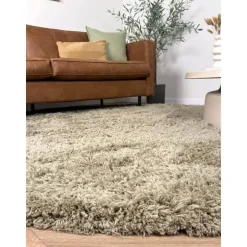 Interieur05 rond hoogpolig vloerkleed polyester Pilo groen - 230 x 160 cm Online