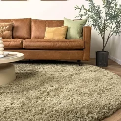 Interieur05 rond hoogpolig vloerkleed polyester Pilo groen - 230 x 160 cm Online