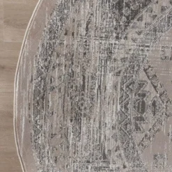 Interieur05 rond vintage Aila vloerkleed zand/beige - 240 x 240 cm