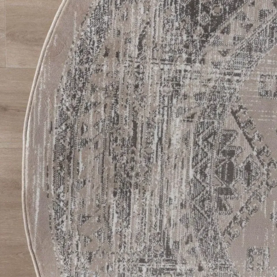 Interieur05 rond vintage Aila vloerkleed zand/beige - 240 x 240 cm