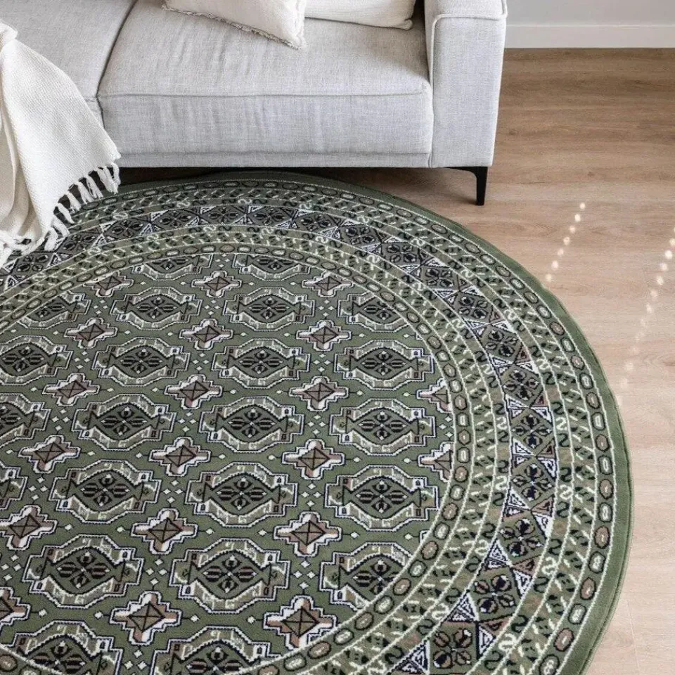 Interieur05 rond vintage vloerkleed Marad groen - 160 x 160 cm Clearance