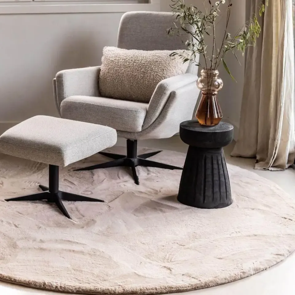 Interieur05 rond vloerkleed Lux beige/taupe - 200 x 200 cm New