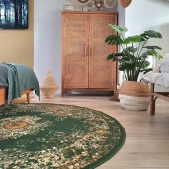 Interieur05 rond vloerkleed Keshan groen - 190 x 190 cm Best