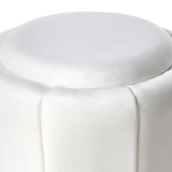 Leen Bakker IRVING - Poef - Wit - 43 cm - Fluweel New