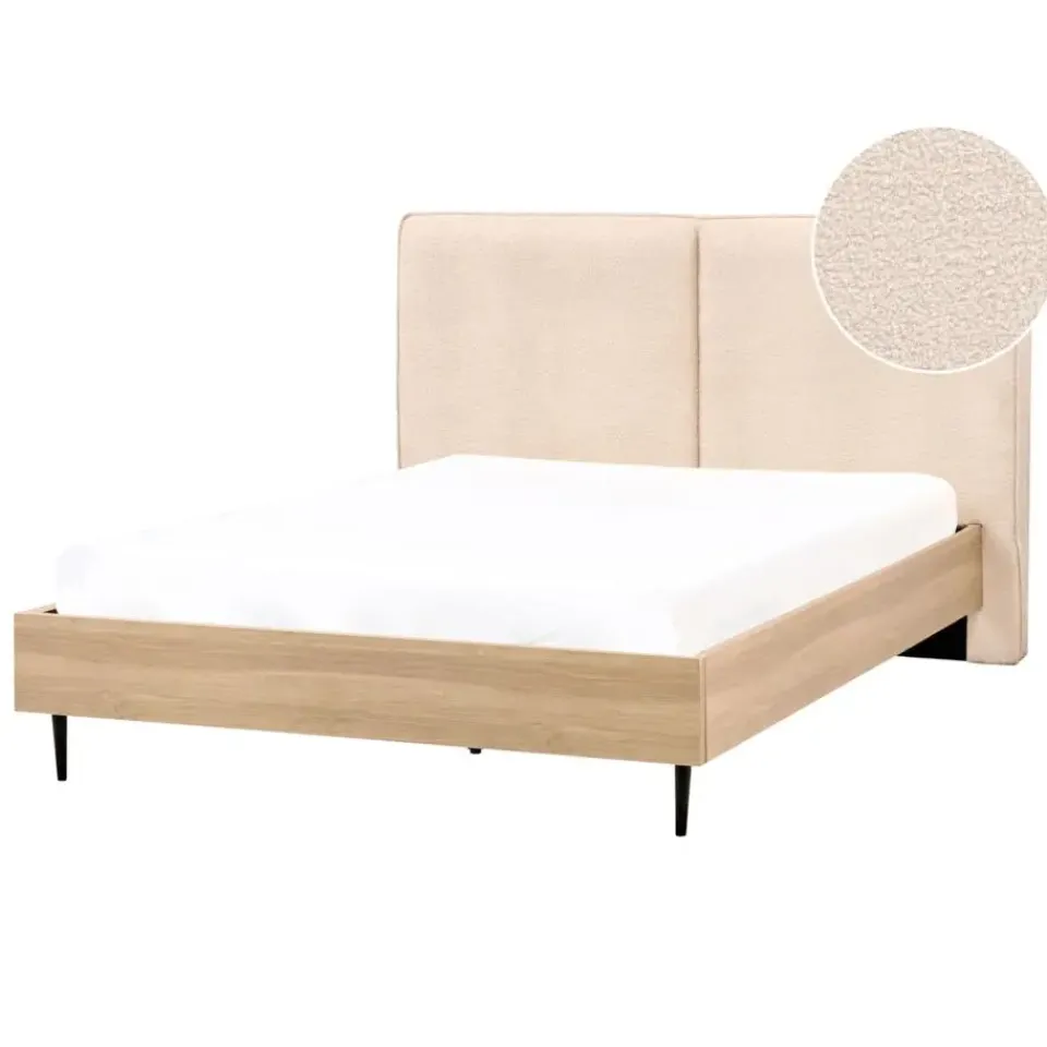 Beliani IZERNORE - Bed - Beige - 140 x 200 cm - Bouclé Online