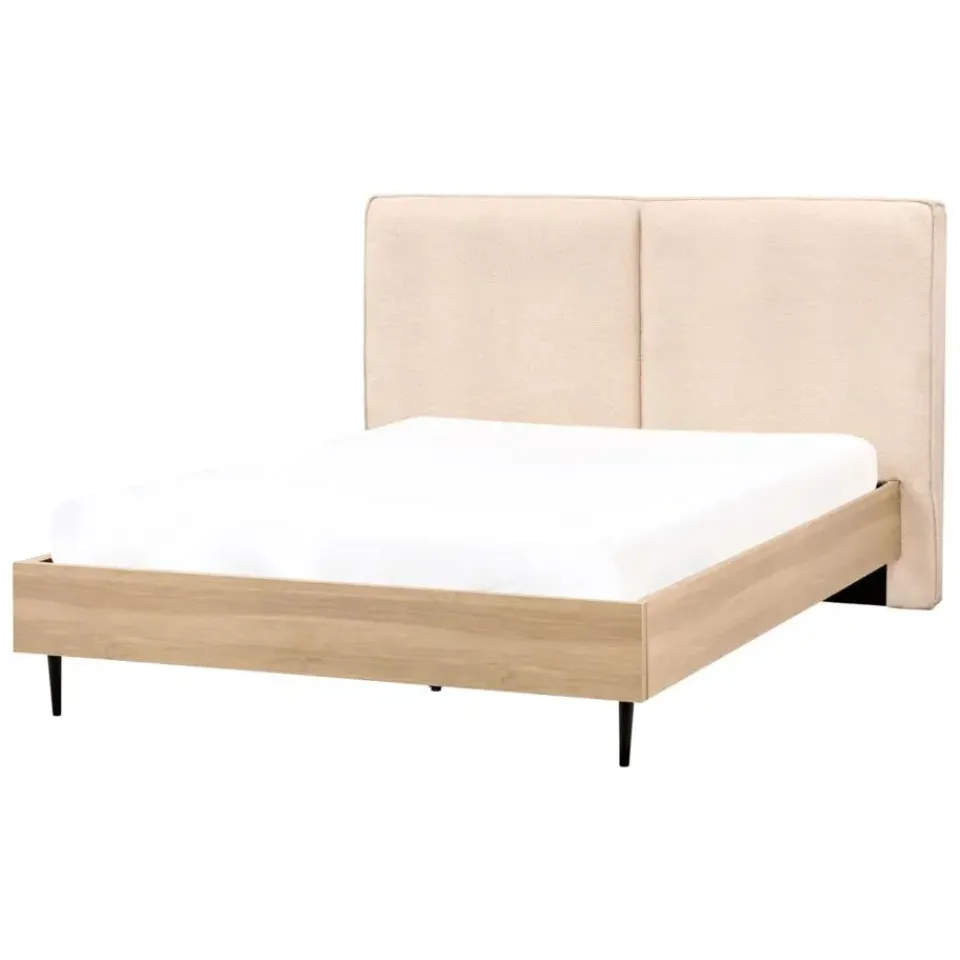 Beliani IZERNORE - Bed - Beige - 140 x 200 cm - Bouclé Online