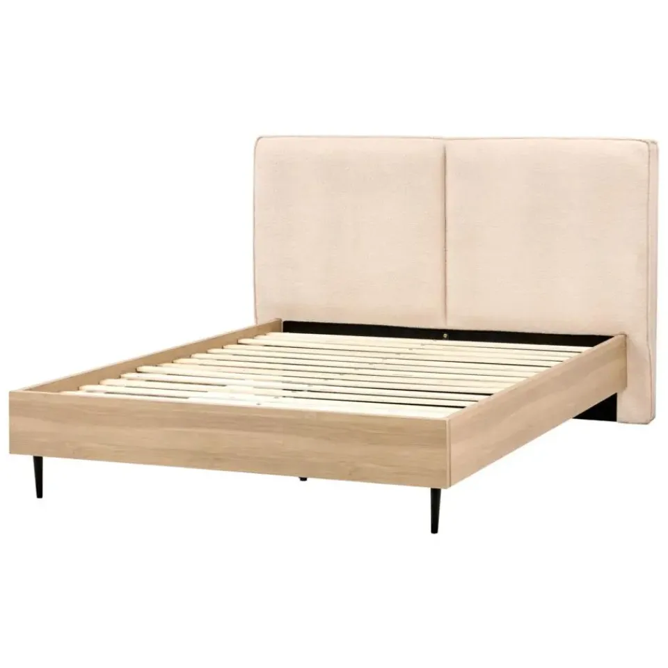 Beliani IZERNORE - Bed - Beige - 140 x 200 cm - Bouclé Online