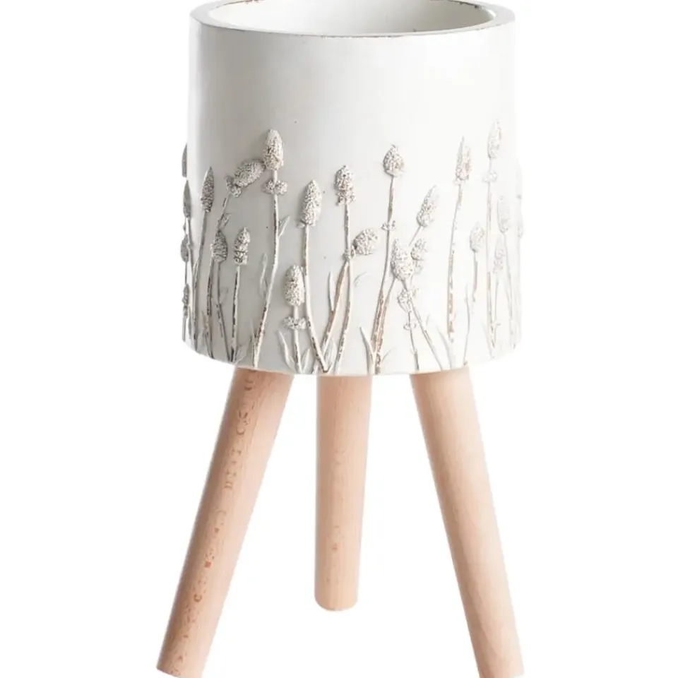 Leen Bakker JANINA - Bloempot - Gebroken wit - 24 cm - MgO