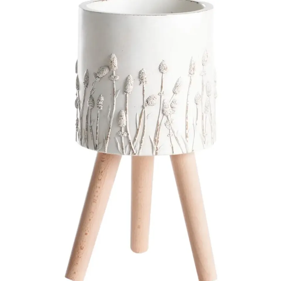 Leen Bakker JANINA - Bloempot - Gebroken wit - 24 cm - MgO