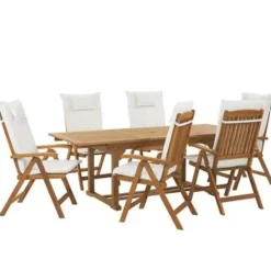 Beliani JAVA - Tuinset voor 6 - Lichte houtkleur/Wit - Acaciahout Clearance