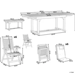 Beliani JAVA - Tuinset voor 6 - Lichte houtkleur/Wit - Acaciahout Clearance