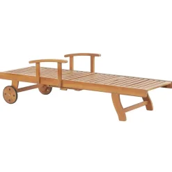 Beliani JAVA PREMIUM - Tuinligstoel - Lichtbruin/Taupe - Acaciahout Discount