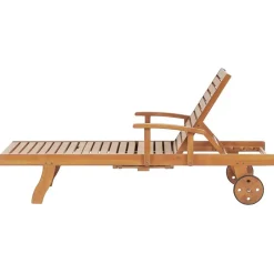 Beliani JAVA PREMIUM - Tuinligstoel - Lichtbruin/Taupe - Acaciahout Discount