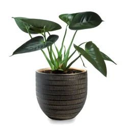 Jodeco Plantenpot/bloempot Beau - zwart/goud - keramiek - 24x22cm New