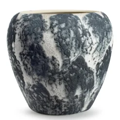 Jodeco Plantenpot/bloempot Marble - wit/zwart - keramiek - D29 x H26 cm Discount