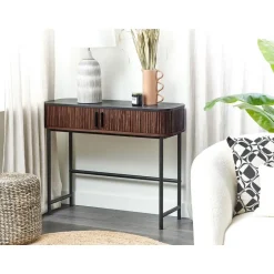 Beliani JOSE - Consoletafel - Donkere houtkleur - Vezelplaat Outlet