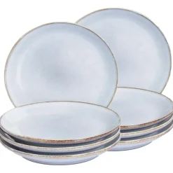 Leen Bakker JUNIPER - Bijzetborden set van 8 - Lichtblauw - Steengoed