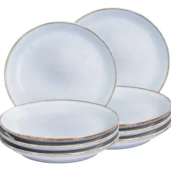 Leen Bakker JUNIPER - Bijzetborden set van 8 - Lichtblauw - Steengoed