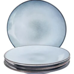 Leen Bakker JUNIPER - Dinerborden set van 4 - Lichtblauw - Steengoed Clearance