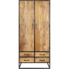 StarFurn Kabinetkast Naturel Hout/Metaal - 90x45x200cm - Denver Discount