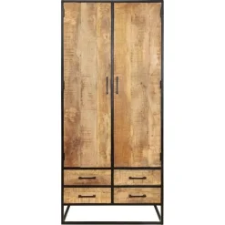 StarFurn Kabinetkast Naturel Hout/Metaal - 90x45x200cm - Denver Discount