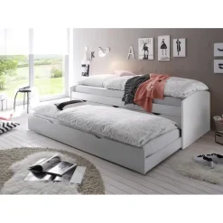 Emob Kajuitbed Nasri 90x200 met bedlade - wit