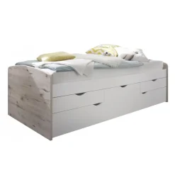 Emob Kajuitbed Nasri 90x200 met bedlade - zandeik/wit Outlet