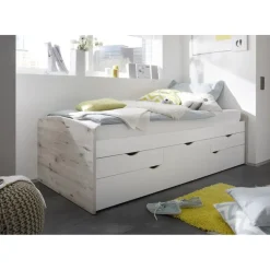 Emob Kajuitbed Nasri 90x200 met bedlade - zandeik/wit Outlet