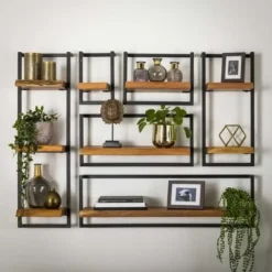 Kalfort Wandrek industrieel Stockton 6 - set van 3 - 25x100x100 cm New