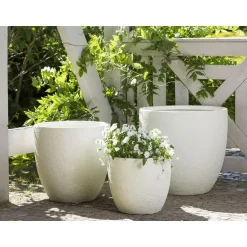 Beliani KANNIA - Bloempot - Wit - 55 cm - Klei-vezelmengsel Hot