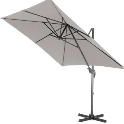 Merkloos Kantelbare Zweefparasol 250x250 cm -Sterke Zweef Parasol, Licht Grijs