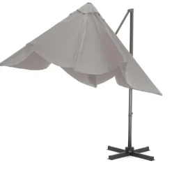 Merkloos Kantelbare Zweefparasol 250x250 cm -Sterke Zweef Parasol, Licht Grijs
